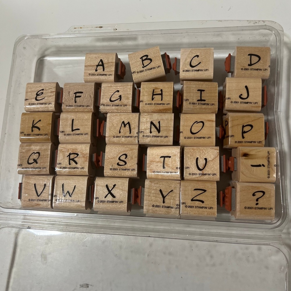 Stampin Up 2001 Brushstroke Alphabet Wood Rubber Stamp Set Uppercase Lowercase